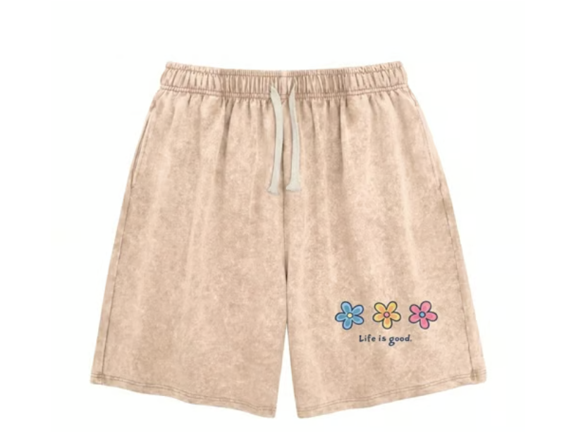 Women's Washed Graphic Drawstring Lounge Shorts