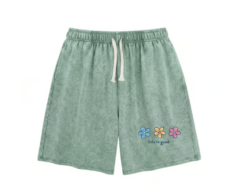 Women's Washed Graphic Drawstring Lounge Shorts