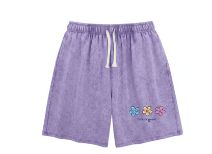 Women's Washed Graphic Drawstring Lounge Shorts