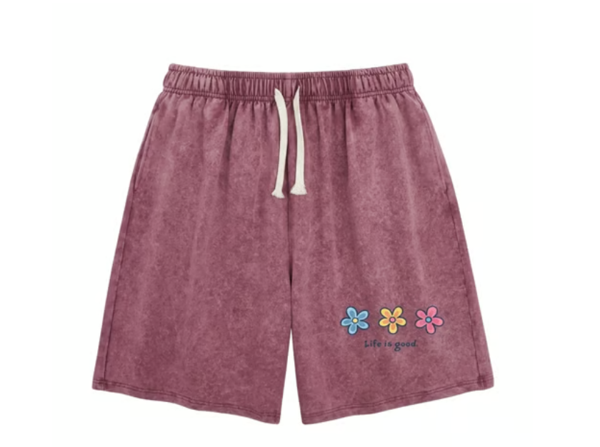 Women's Washed Graphic Drawstring Lounge Shorts