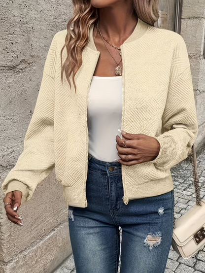 Women's Textured Zip-Up Bomber Jacket