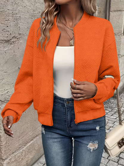 Women's Textured Zip-Up Bomber Jacket