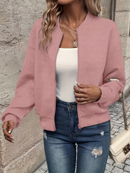 Women's Textured Zip-Up Bomber Jacket