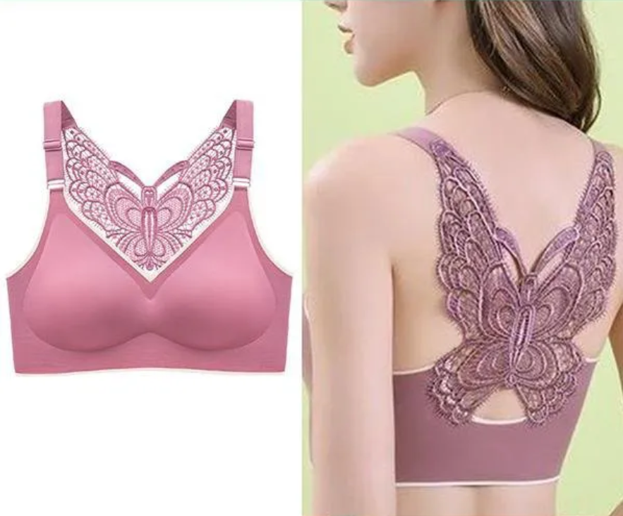 Women's Butterfly Lace Back Wire-Free Bra
