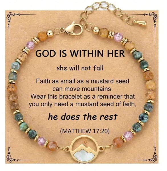 Faith Beaded Bracelet with Mountain Charm