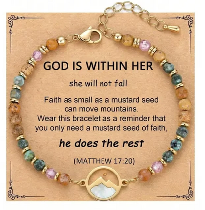 Faith Beaded Bracelet with Mountain Charm