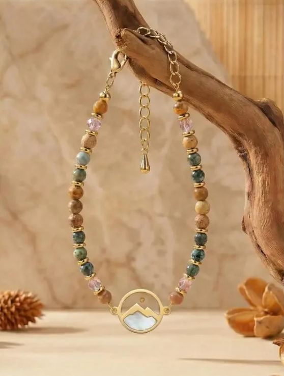 Faith Beaded Bracelet with Mountain Charm