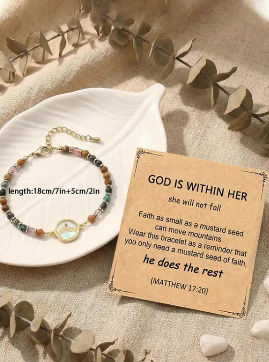 Faith Beaded Bracelet with Mountain Charm