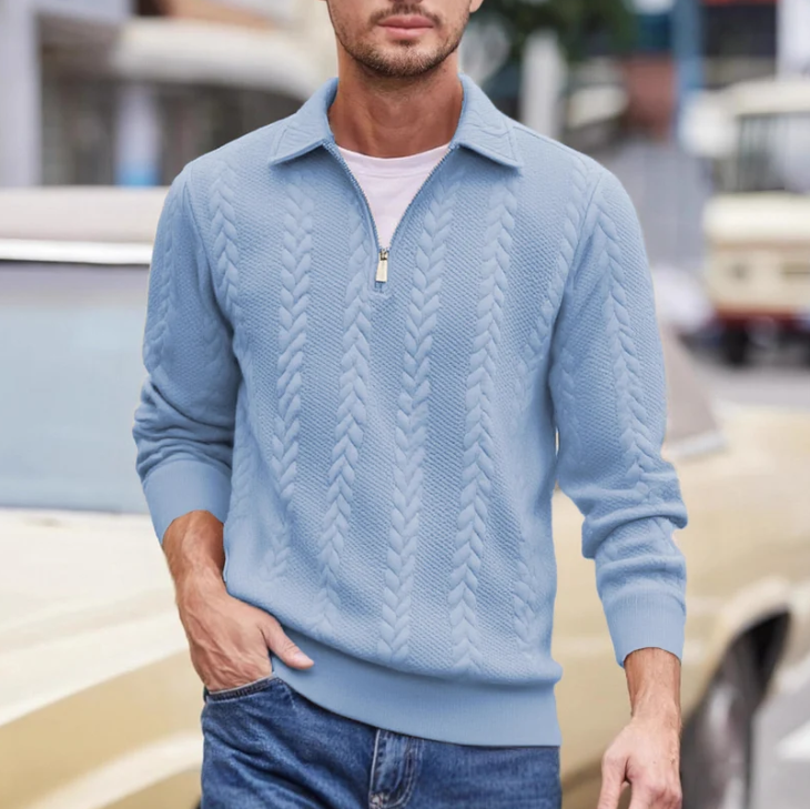 Men's Cable-Pattern Quarter-Zip Sweater