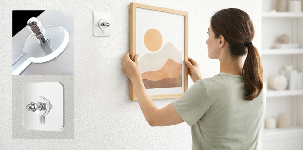 Transparent No-Drill Adhesive Wall Hook Set