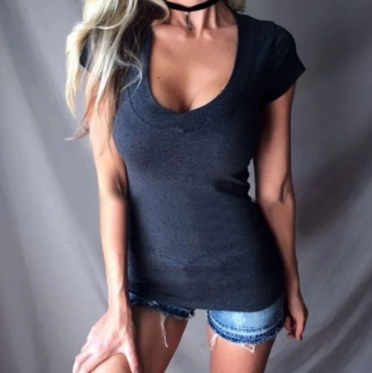 Women’s Fitted V-Neck Short-Sleeve Top