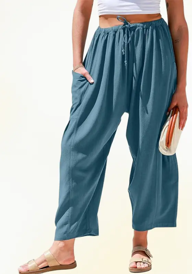 Women’s Lightweight Wide-Leg Drawstring Pants