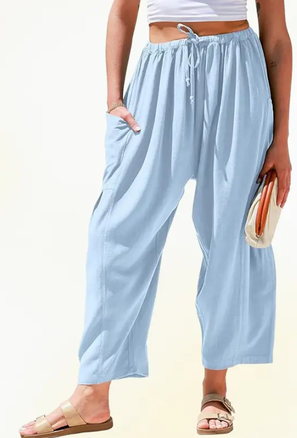 Women’s Lightweight Wide-Leg Drawstring Pants