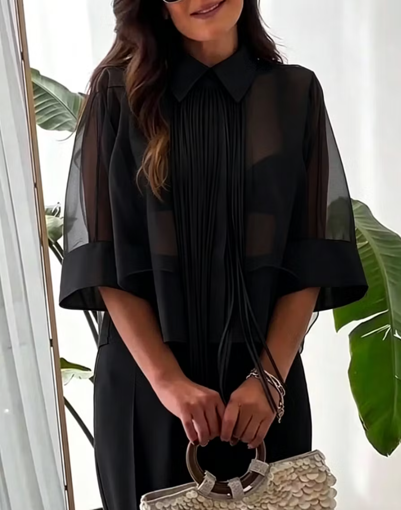 Women's Sheer Layered Fringe Blouse