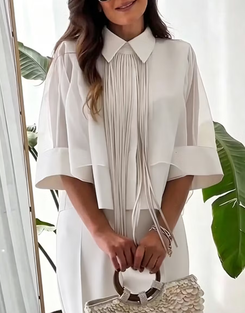 Women's Sheer Layered Fringe Blouse