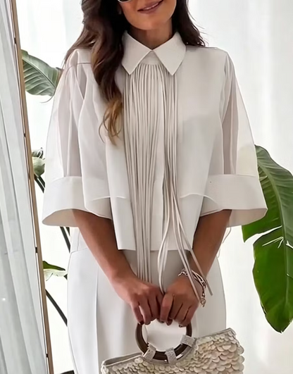 Women's Sheer Layered Fringe Blouse