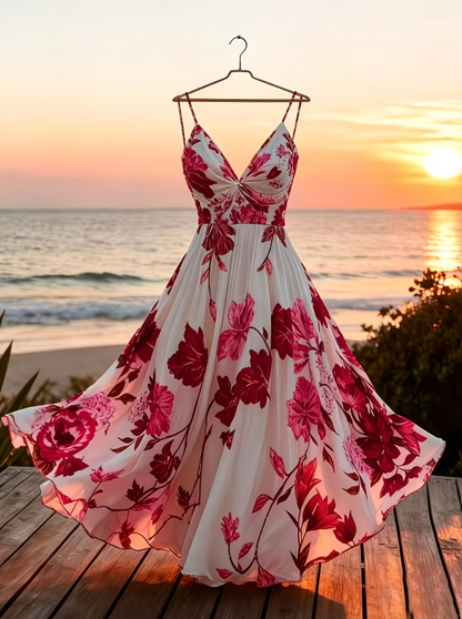 Women's Floral Print Sleeveless Maxi Dress