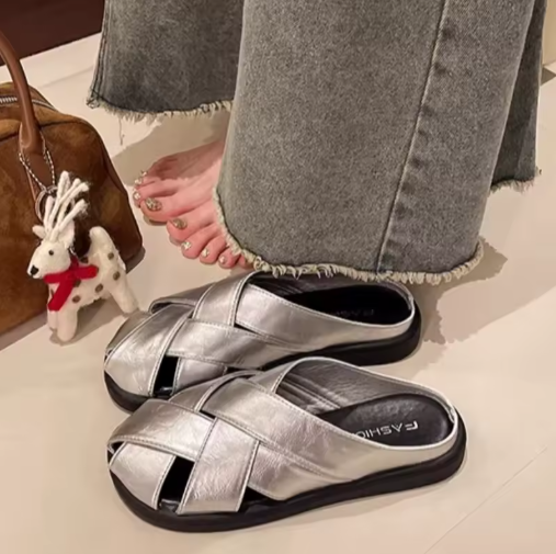 Women's Woven Closed-Toe Mule Sandals