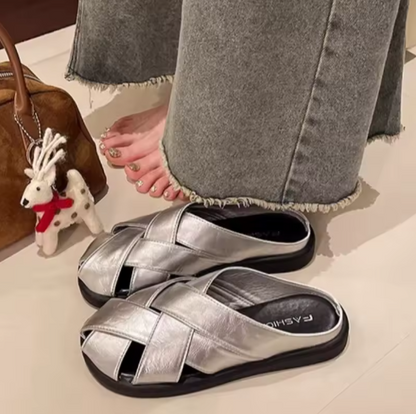 Women's Woven Closed-Toe Mule Sandals