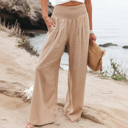 Women's Smocked Waist Wide-Leg Pants