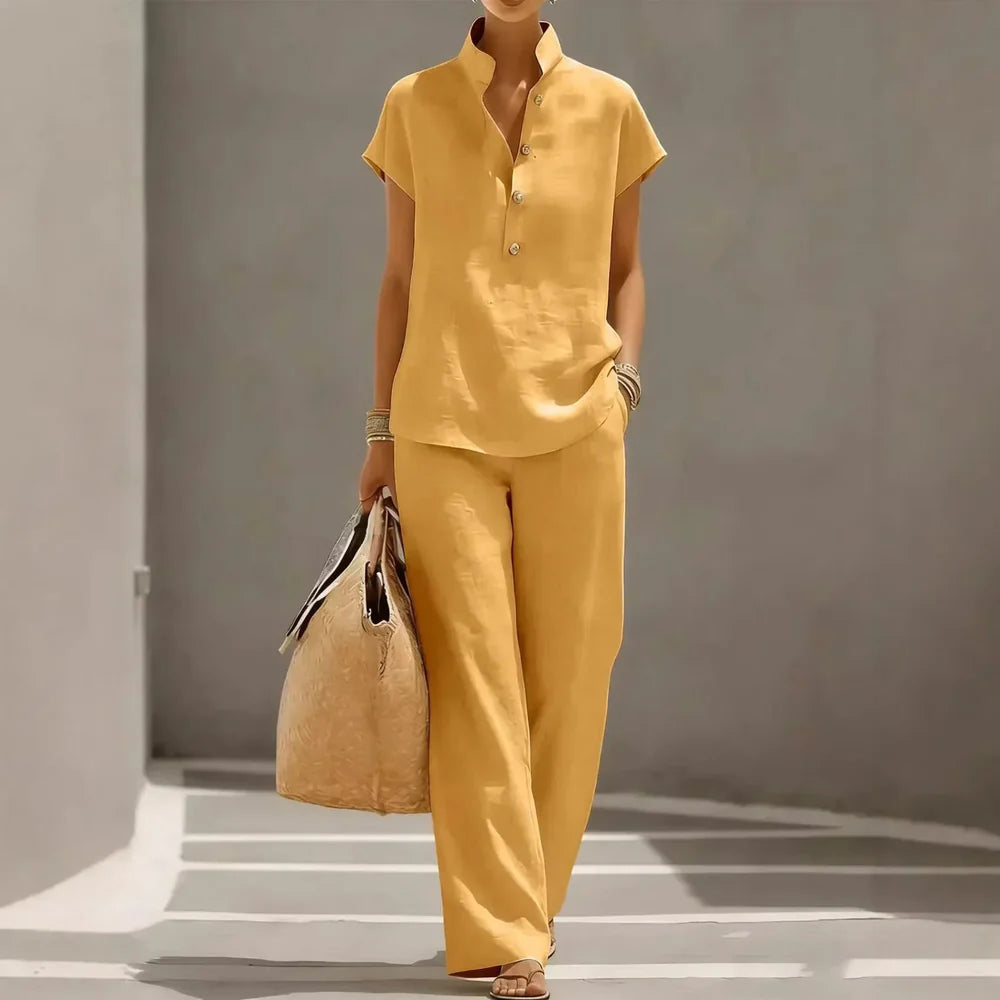 Women's Relaxed Blouse & Wide-Leg Pants Set