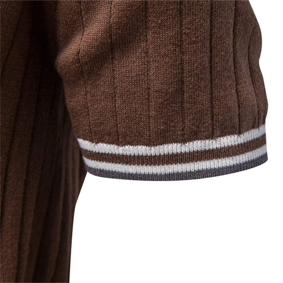 Men's Ribbed Knit Polo Shirt