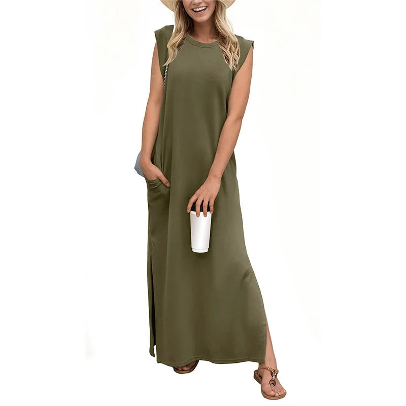 Women’s Sleeveless Maxi Dress With Pockets