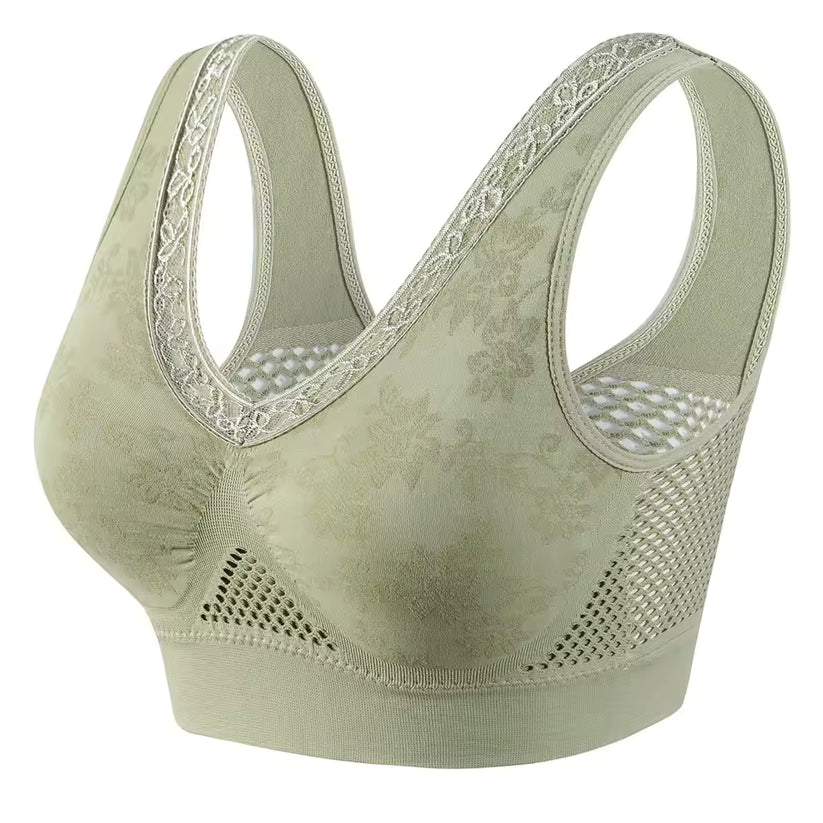 Women's Seamless Mesh Panel Wireless Bra