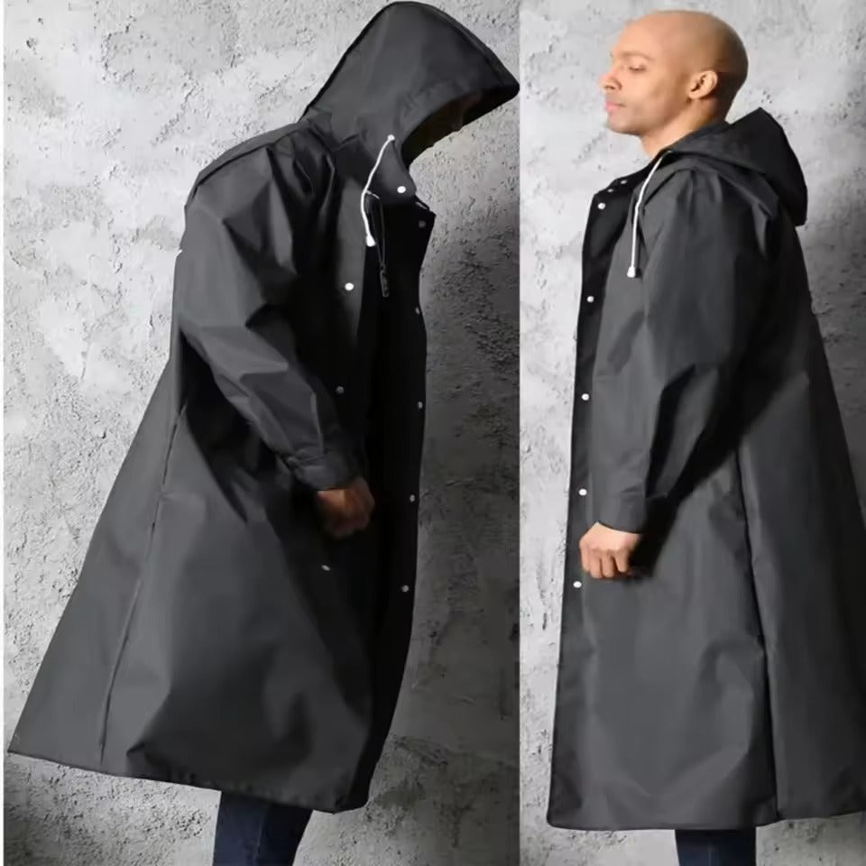 Waterproof Hooded Button-Front Raincoat