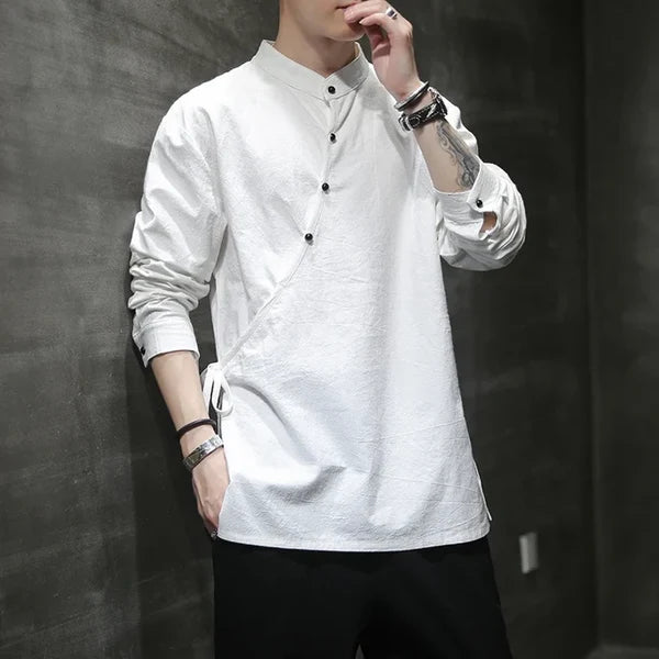 Men’s Stand Collar Button Front Shirt