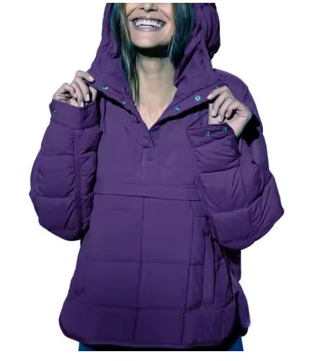 Women's Hooded Quilted Pullover Jacket