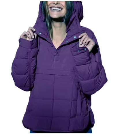 Women's Hooded Quilted Pullover Jacket