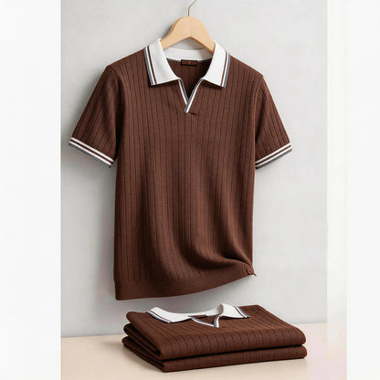 Men's Ribbed Knit Polo Shirt