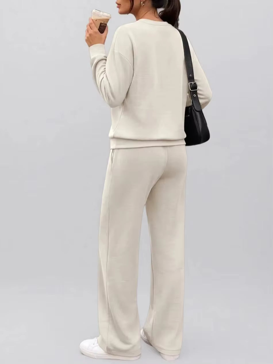 Women's Two-Piece Top and Wide-Leg Pants Set