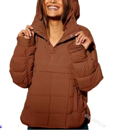 Women's Hooded Quilted Pullover Jacket