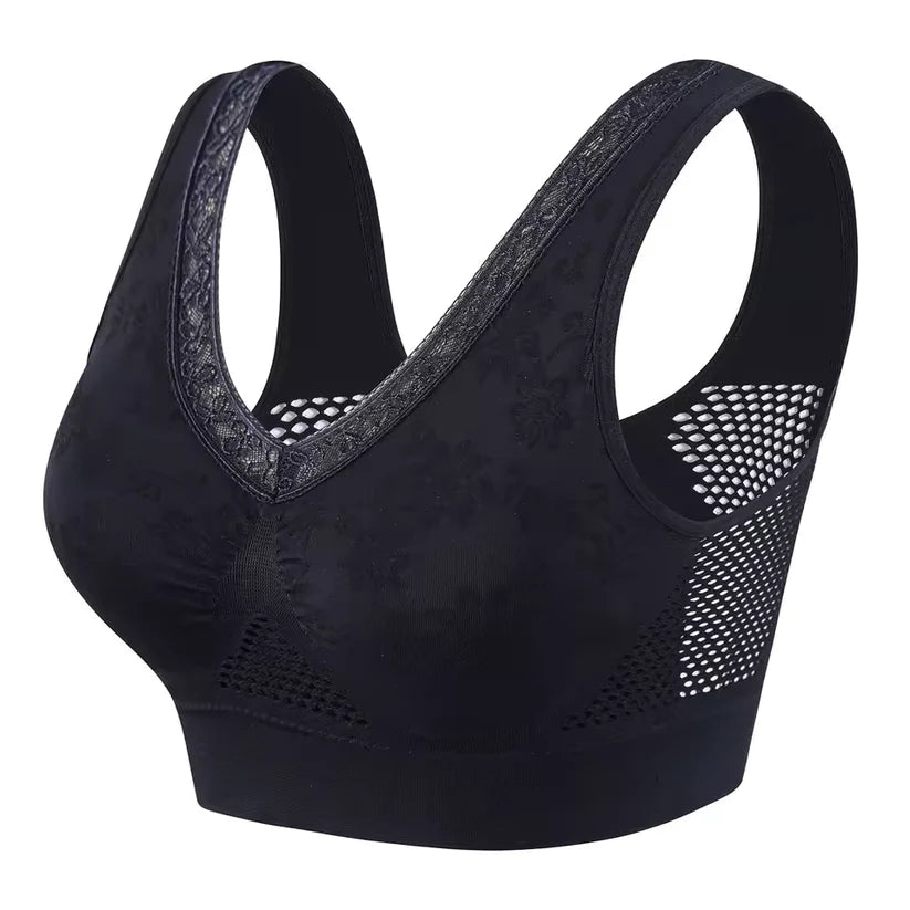 Women's Seamless Mesh Panel Wireless Bra