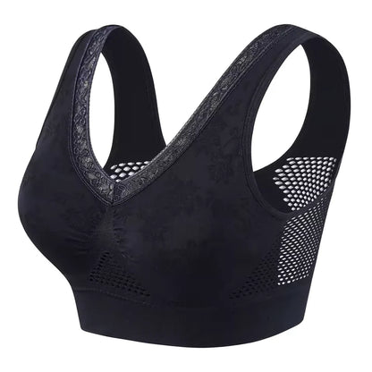 Women's Seamless Mesh Panel Wireless Bra