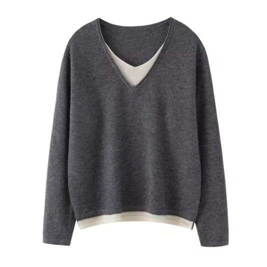 Women's V-Neck Layered Look Top