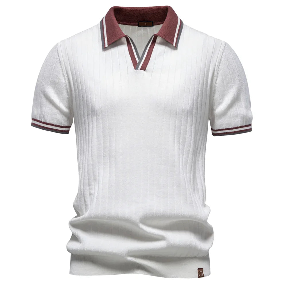 Men's Ribbed Knit Polo Shirt
