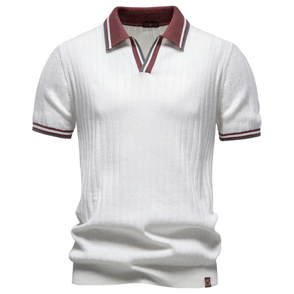 Men's Ribbed Knit Polo Shirt