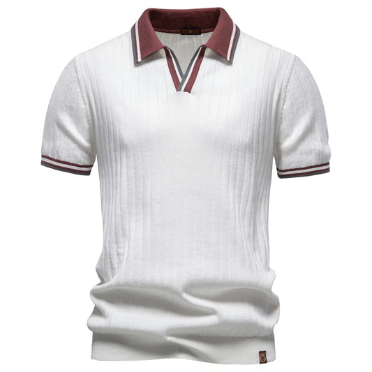 Men's Ribbed Knit Polo Shirt