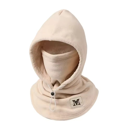 Hooded Face Covering with Drawcord