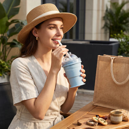 2-in-1 Reusable Tumbler Cup with Lid and Straw