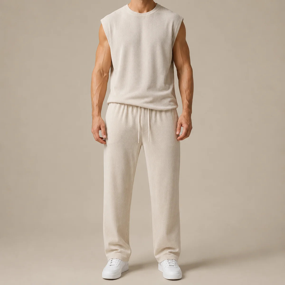 Men's Sleeveless Knit Pants Set