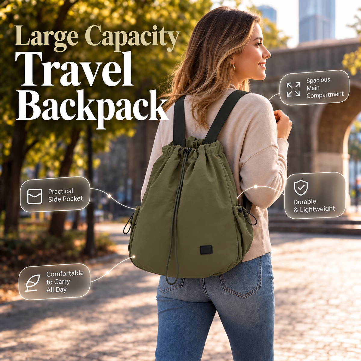 Women's Drawstring Shoulder Backpack