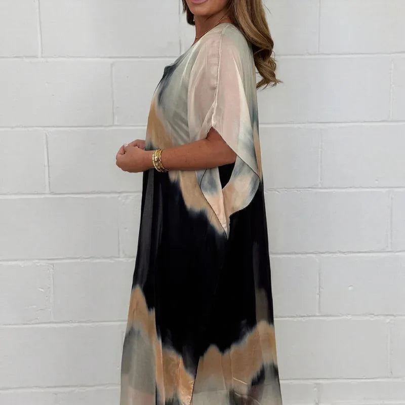 Women's Tie-Dye Chiffon Overlay Dress Set