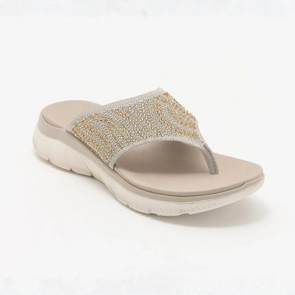 Women's Rhinestone Knit Thong Sandals