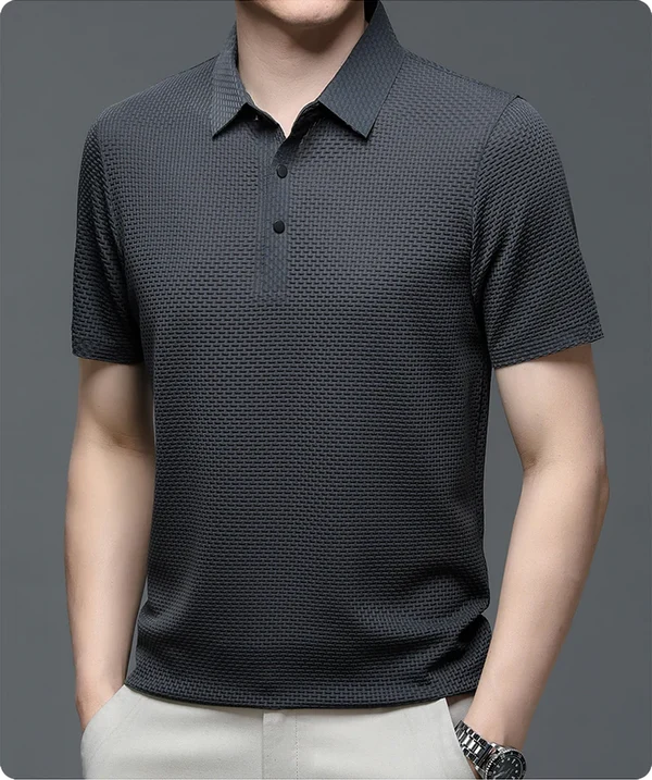 Men’s Textured Mesh Detail Polo Shirt