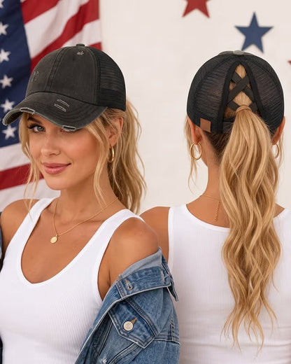 Women's Criss-Cross Ponytail Baseball Cap