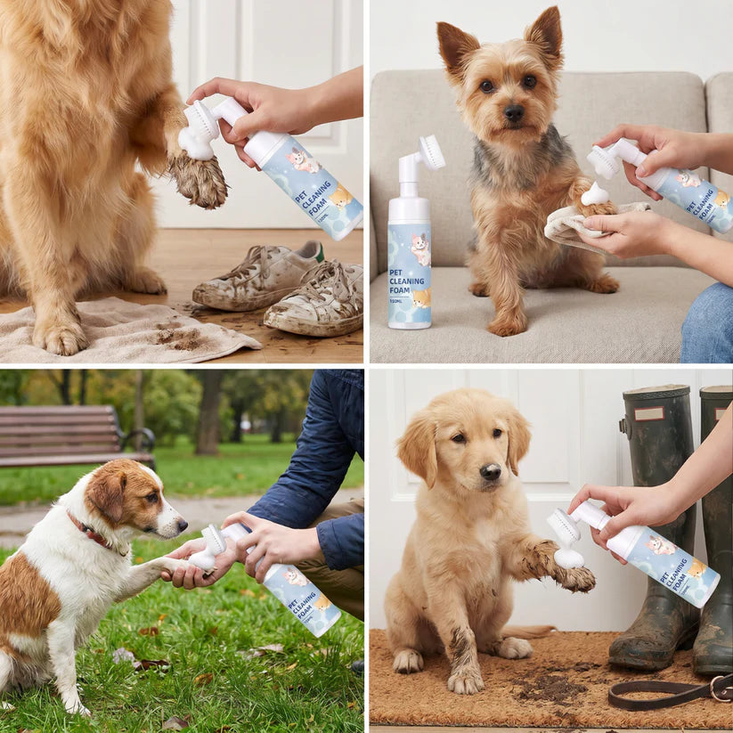 Waterless Pet Paw Cleansing Foam with Brush
